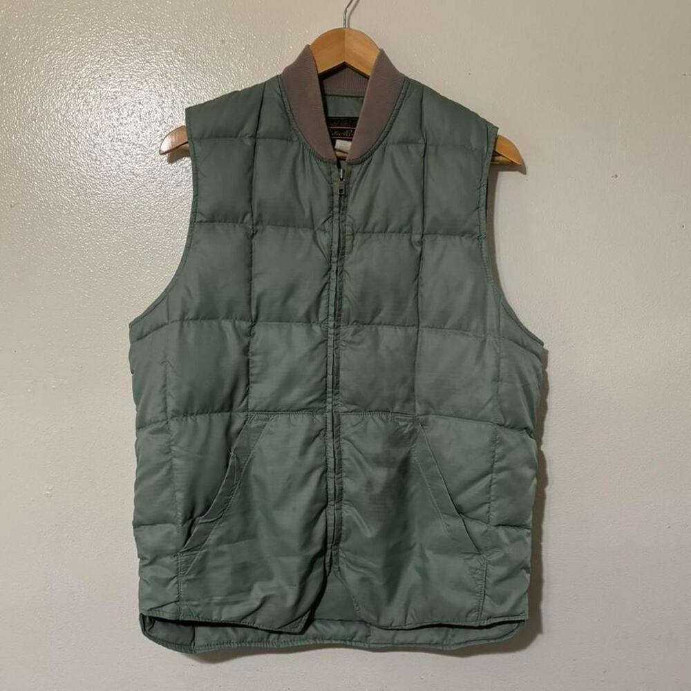 Vintage 80s Eddie Bauer Sage Green Down Fill Quilted Puffer Vest Size Men’s L